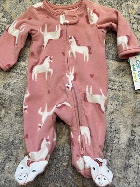 Baby Girl Child Mine Carter's Newborn Fleece Unicorn Footed Sleeper Pajamas T1